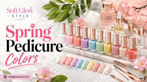 Spring nail care essentials on marble Spring nail care essentials on marble