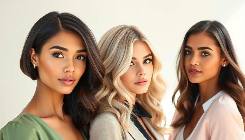 Flattering haircuts for oval faces including a sleek bob soft waves and long layered hair