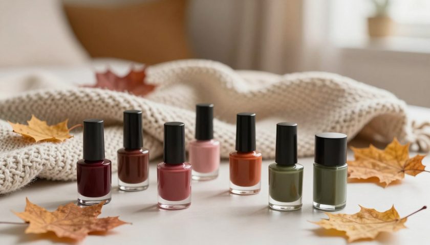 Fall Pedicure Colors: Cozy Toe Nail Ideas 2 Fall pedicure colors with burgundy terracotta olive green and cozy autumn nail polish bottles