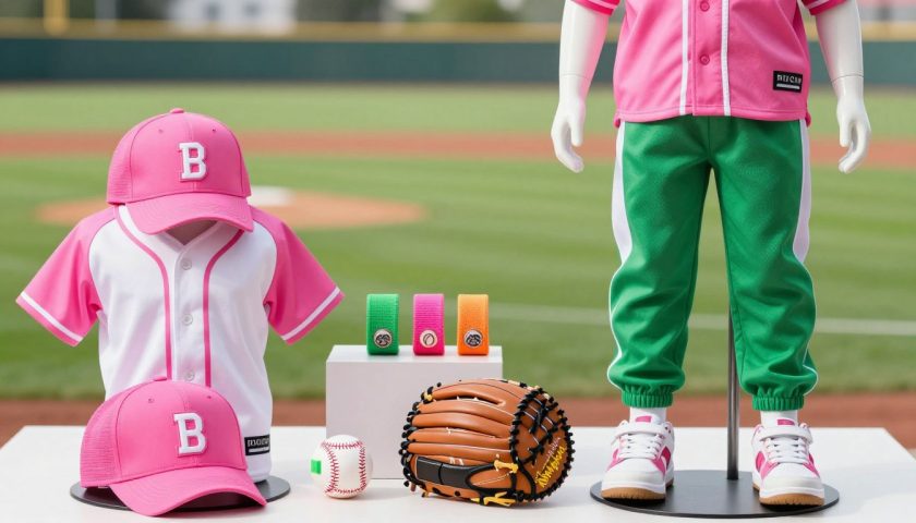 Baseball Game Attire: What to Wear 4 Stylish baseball outfits with jersey cap joggers sneakers sunglasses and baseball field background