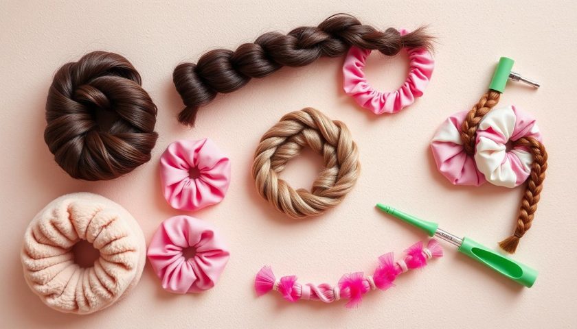 Heatless curling tools with fabric strips scrunchies braids twists and soft curl texture